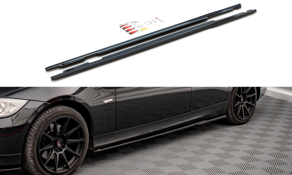 Maxton Design Street+ Seitenschweller Leisten passend für BMW 3er E90 schwarz Hochglanz