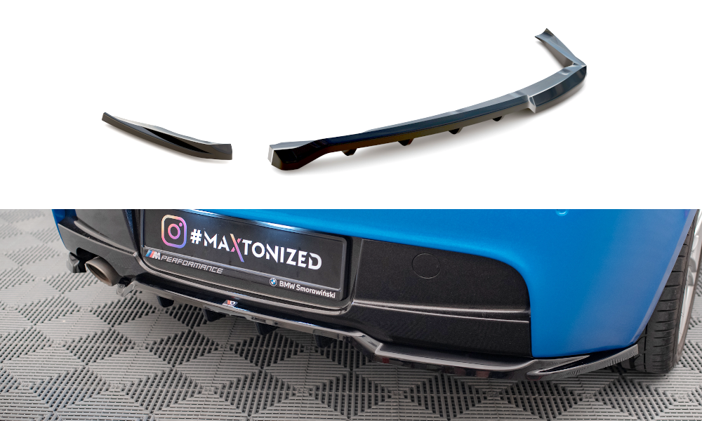 Maxton Design Street+ Mittlerer Diffusor RACE passend für BMW 1er M-Paket E87 Facelift schwarz Hochglanz