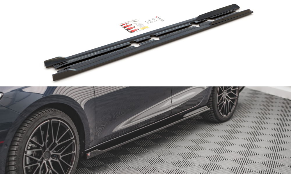 Maxton Design Street+ Seitenschweller Leisten V.2 passend für Seat Leon FR ST / Hatchback Mk4 / Cupra Leon ST / Hatchback Mk1 / Mk1 Facelift schwarz Hochglanz