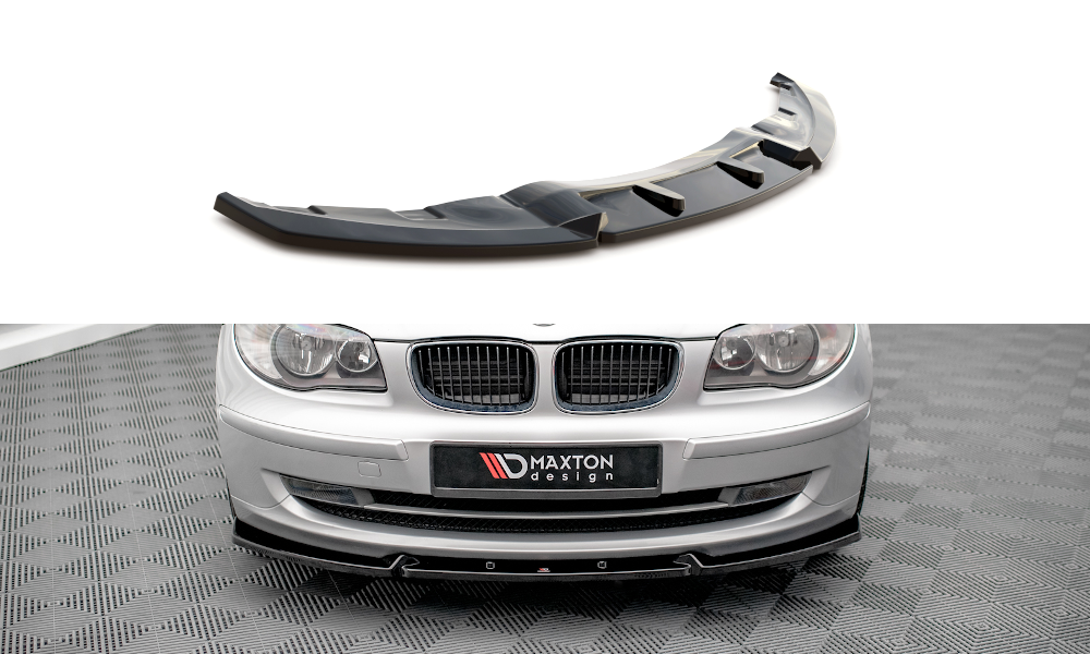 Maxton Design Street+ Spoilerlippe Front Ansatz V.3 passend für BMW 1er E81 Facelift schwarz Hochglanz