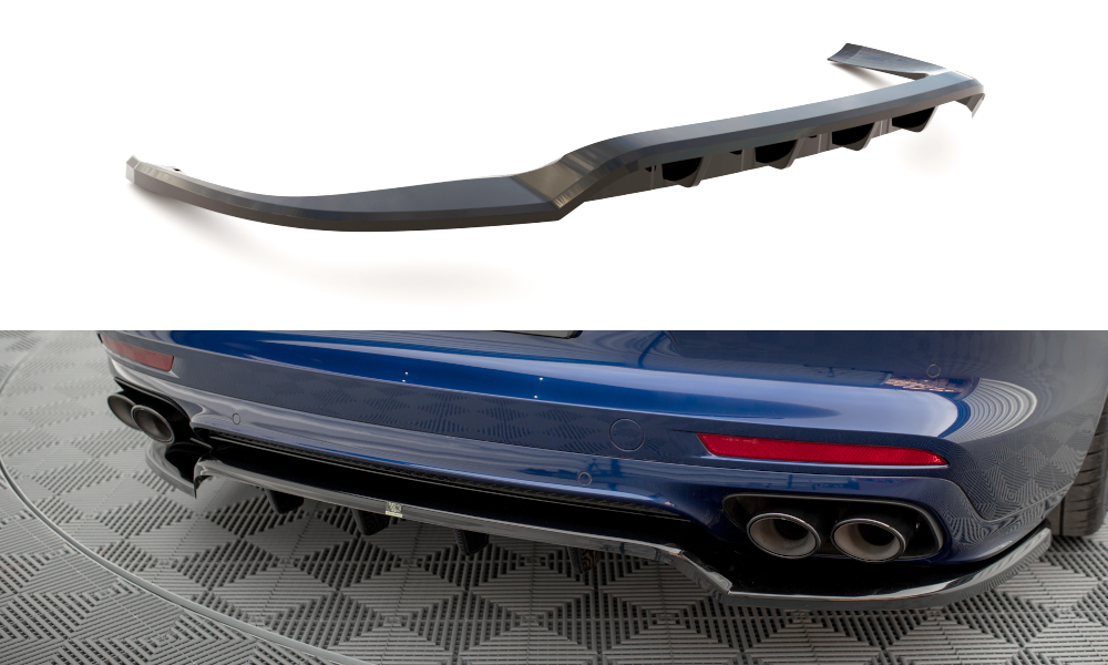 Maxton Design Street+ Mittlerer Diffusor RACE passend für Porsche Panamera GTS Sport Turismo 971 Facelift schwarz Hochglanz