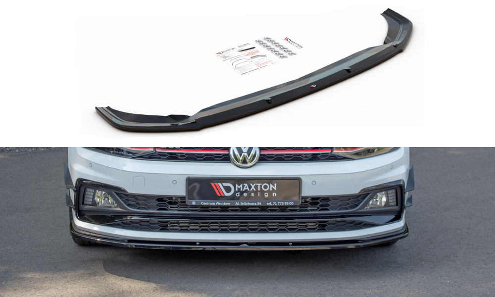 Maxton Design Street+ Spoilerlippe Front Ansatz V.1 passend für VW Polo GTI / R-line Mk6 schwarz Hochglanz