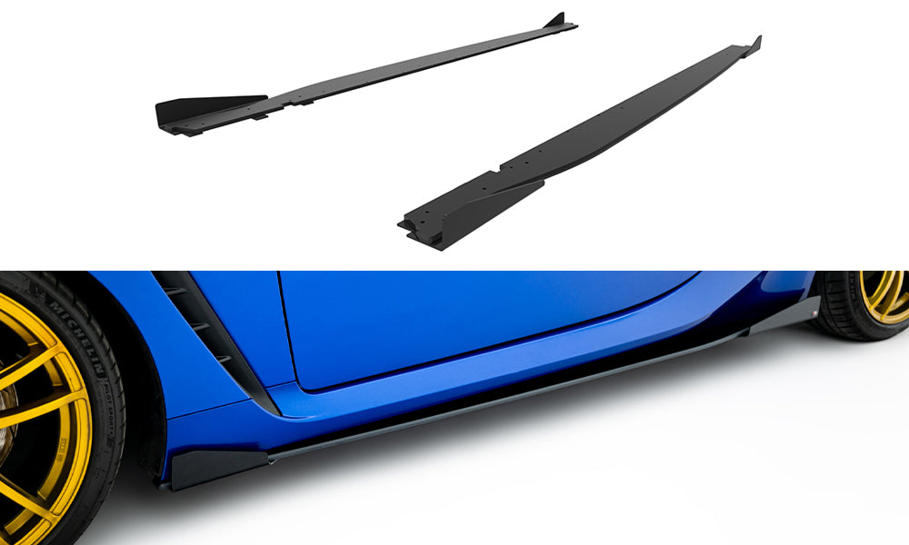 Maxton Design Street Pro Street+ Seitenschweller Leisten passend für V.1 + Flaps passend für Subaru BRZ Mk2 schwarz Hochglanz
