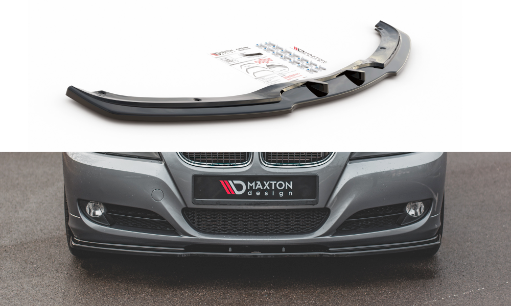 Maxton Design Street+ Spoilerlippe Front Ansatz V.2 passend für BMW 3er E90/E91 Facelift schwarz Hochglanz