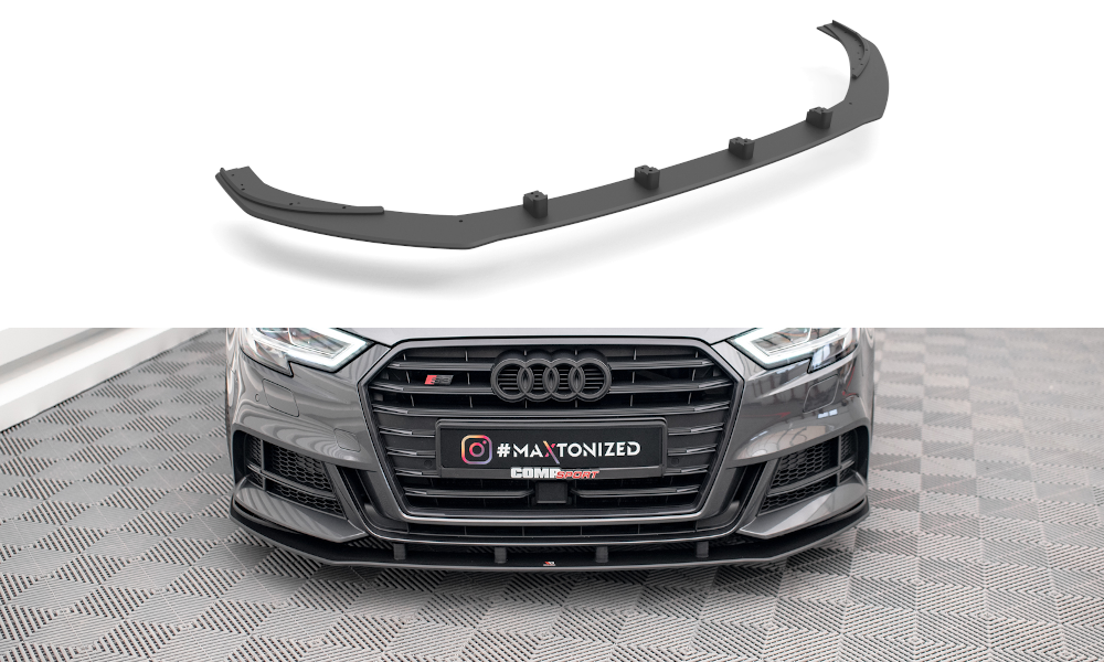 Maxton Design Street Pro Street+ Spoilerlippe Front Ansatz passend für Audi S3 / A3 S-Line Sportback 8V Facelift
