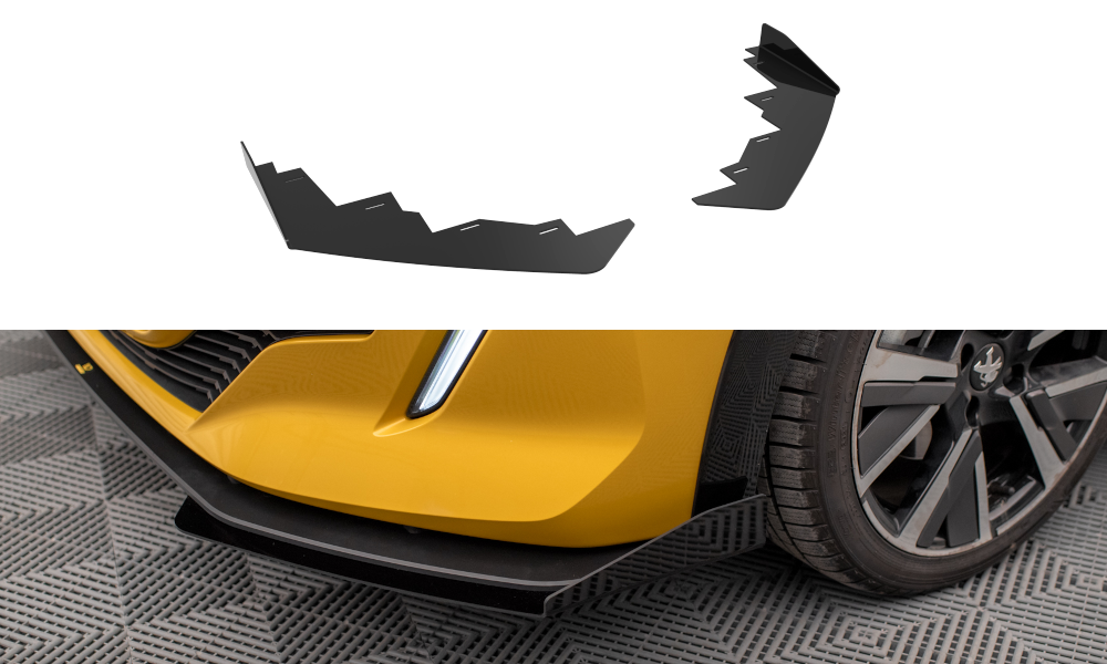 Maxton Design Front Stoßstange Flaps passend für Peugeot 208 GT Mk2 schwarz Hochglanz