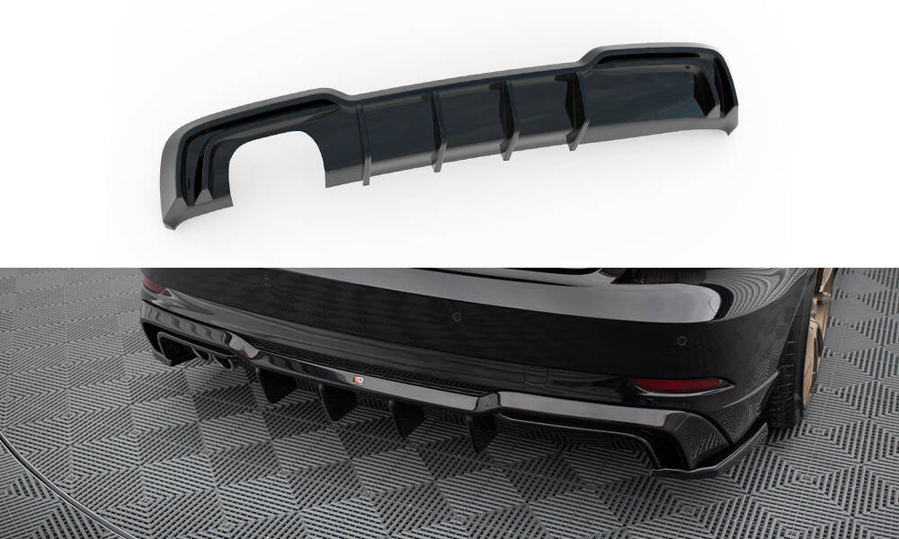 Maxton Design Diffusor Heck Ansatz passend für Audi A3 S-Line Sportback 8V Facelift (Doppelauspuff li.)