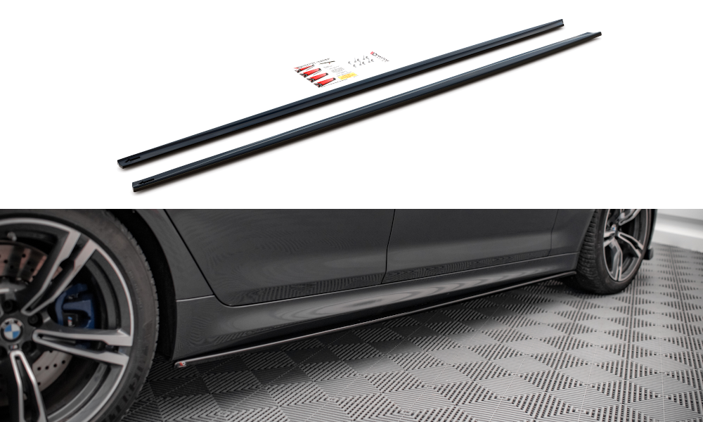 Maxton Design Street+ Seitenschweller Leisten passend für V.1 passend für BMW M5 F90 Facelift schwarz Hochglanz