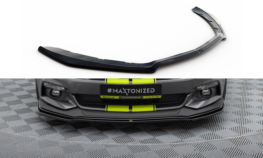 Maxton Design Street+ Spoilerlippe Front Ansatz passend für Ford Mustang GT Mk6 schwarz Hochglanz