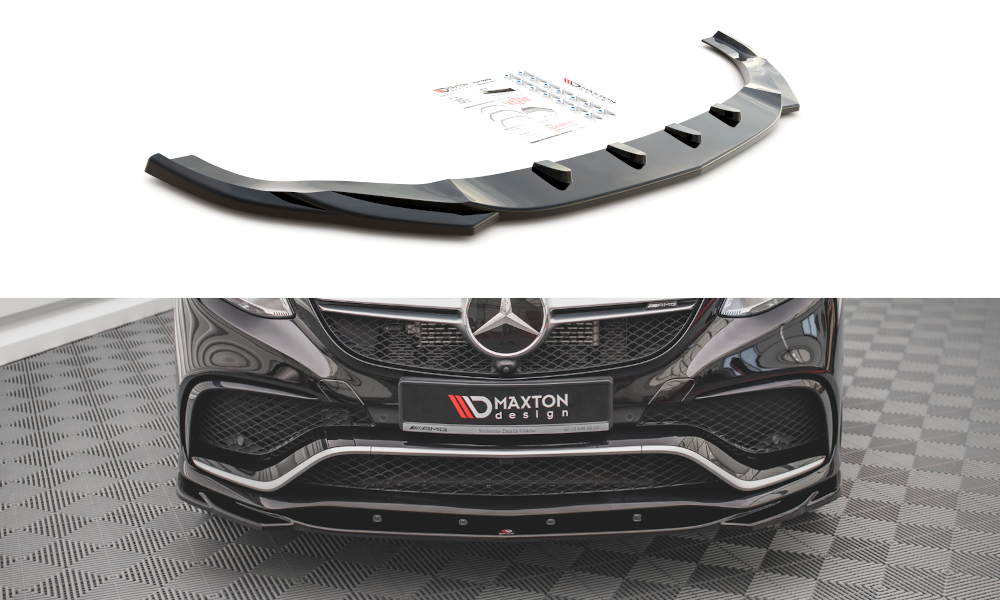 Maxton Design Street+ Spoilerlippe Front Ansatz V.2 passend für Mercedes-Benz GLE Coupe / SUV 63 AMG C292 / W166 schwarz Hochglanz