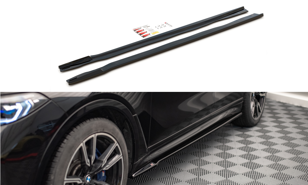 Maxton Design Street+ Seitenschweller Leisten passend für BMW X7 M-Paket G07 schwarz Hochglanz