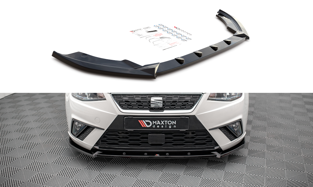 Maxton Design Street+ Spoilerlippe Front Ansatz V.1 passend für Seat Ibiza FR/ Standard Mk5 schwarz Hochglanz