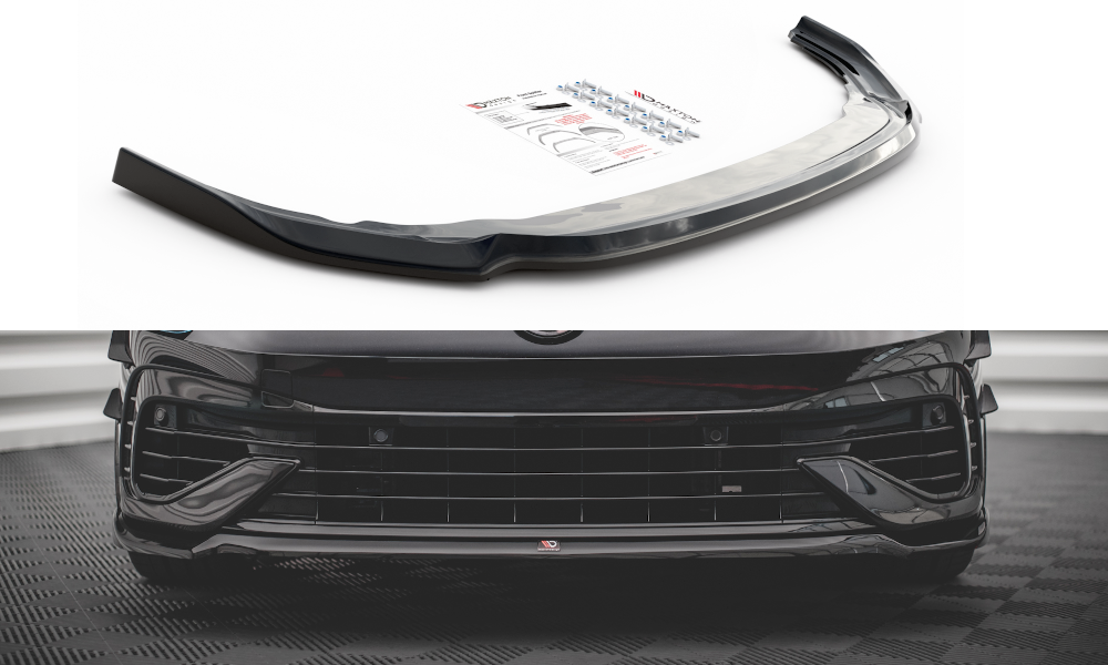 Maxton Design Street+ Spoilerlippe Front Ansatz V.6 passend für VW Golf R Hatchback / Variant Mk8 schwarz Hochglanz