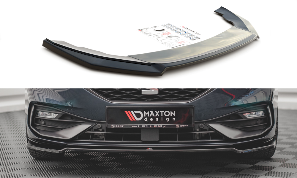 Maxton Design Street+ Spoilerlippe Front Ansatz V.3 passend für Seat Leon FR Mk4 schwarz Hochglanz