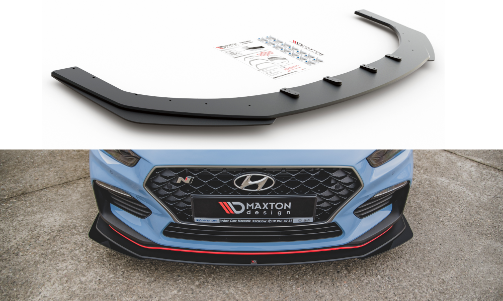Maxton Design Street Pro Street+ Spoilerlippe Front Ansatz passend für + Flaps passend für Hyundai I30 N Mk3 Hatchback / Fastback schwarz Hochglanz