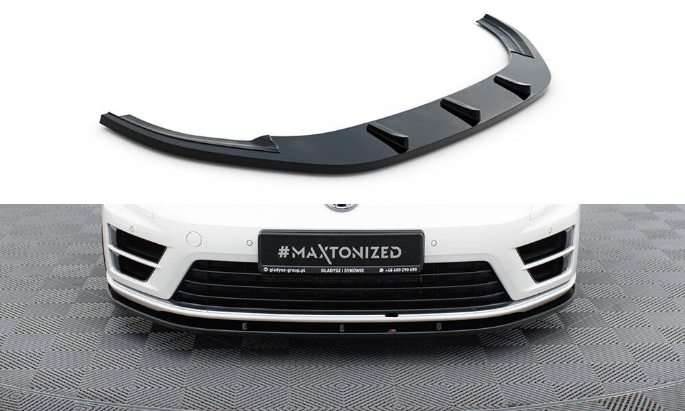 Maxton Design Street+ Spoilerlippe Front Ansatz V.1 passend für VW Golf R / R-Line Mk7 schwarz Hochglanz