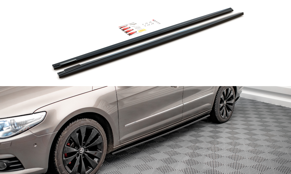 Maxton Design Street+ Seitenschweller Leisten V.2 passend für VW Passat CC schwarz Hochglanz