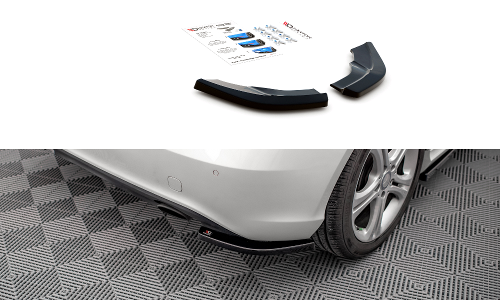 Maxton Design Heck Ansatz Flaps Diffusor V.2 passend für Mercedes-Benz A W176 schwarz Hochglanz