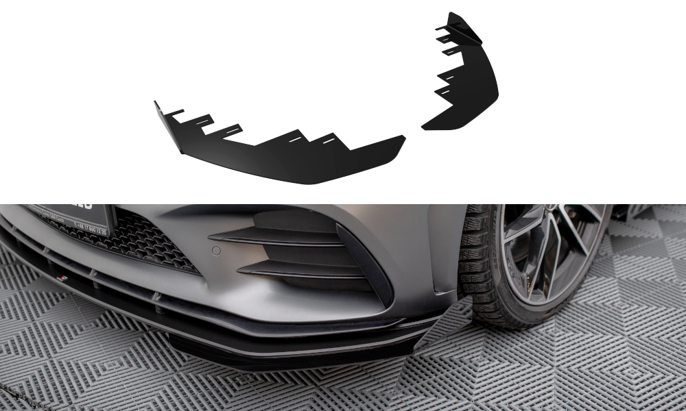 Maxton Design Front Stoßstange Flaps passend für Mercedes-AMG C43 Coupe / Cabrio C205 Facelift / A205 Facelift schwarz Hochglanz