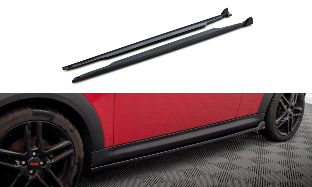 Maxton Design Street+ Seitenschweller Leisten passend für Mini One R56 schwarz Hochglanz