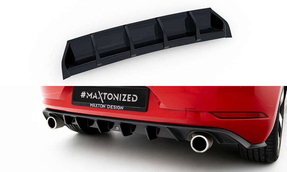 Maxton Design Diffusor Heck Ansatz passend für VW GOLF 7 GTI FACELIFT schwarz Hochglanz