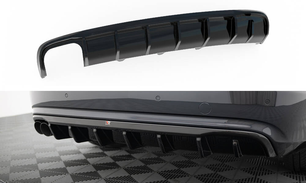Maxton Design Diffusor Heck Ansatz passend für Audi A4 B8 Facelift (Doppelauspuff li.)