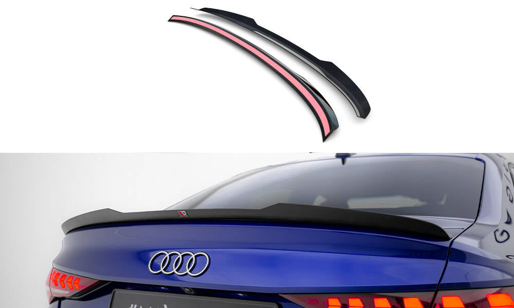 Maxton Design Spoiler CAP passend für Audi A3 S-Line Limousine / S3 Limousine 8Y Facelift schwarz Hochglanz