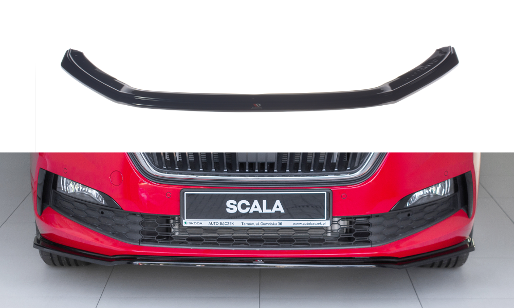 Maxton Design Street+ Spoilerlippe Front Ansatz V.3 passend für Skoda Scala schwarz Hochglanz