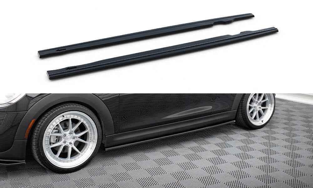 Maxton Design Street+ Seitenschweller Leisten passend für Mini Cooper S F56 / F56 Facelift schwarz Hochglanz