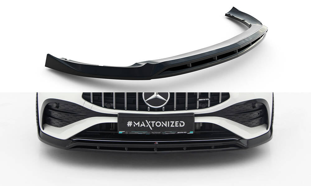 Maxton Design Street+ Spoilerlippe Front Ansatz passend für Mercedes-AMG CLA 35 Coupe / Shooting Brake C118 Facelift / X118 Facelift schwarz Hochglanz