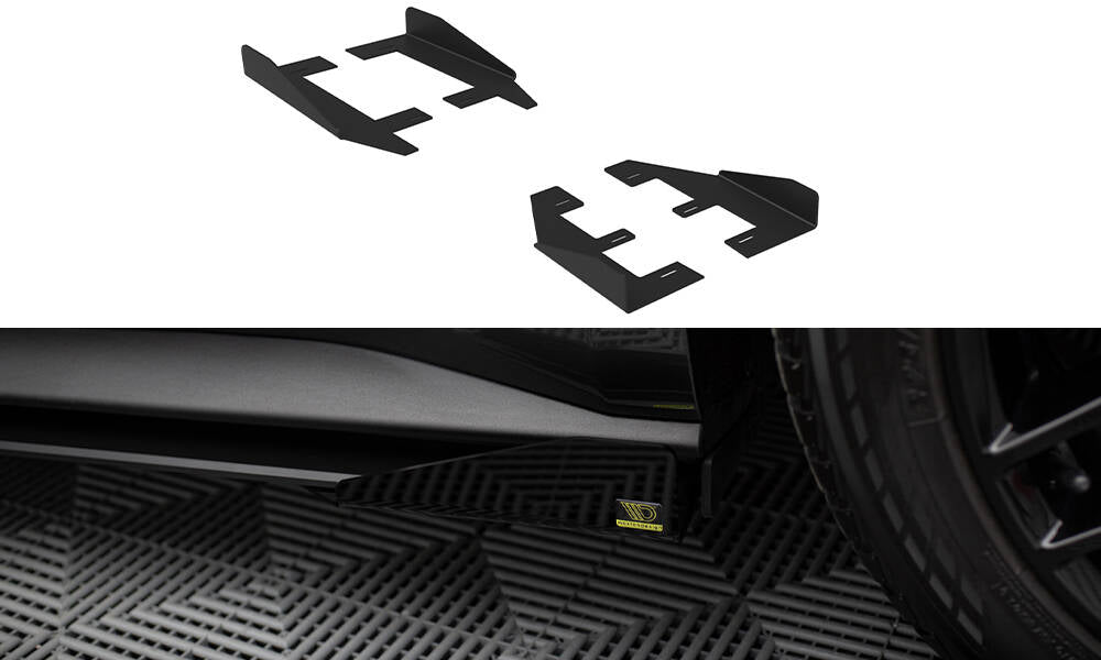 Maxton Design Seitenschweller Flaps passend für Ford Mustang GT Mk6 schwarz Hochglanz