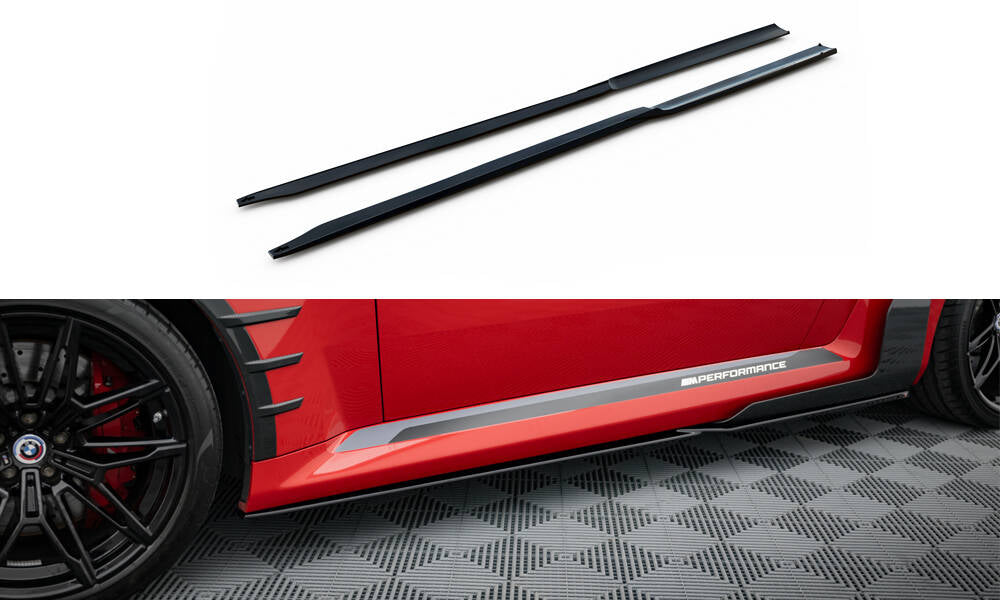 Maxton Design Street+ Seitenschweller Leisten passend für BMW M2 M-Performance G87 schwarz Hochglanz