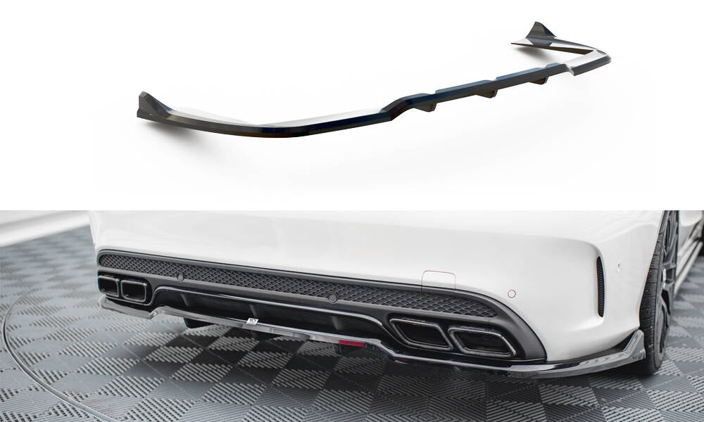 Maxton Design Street+ Mittlerer Diffusor RACE passend für Mercedes-AMG C63 Limousine / Kombi W205 / S205 schwarz Hochglanz