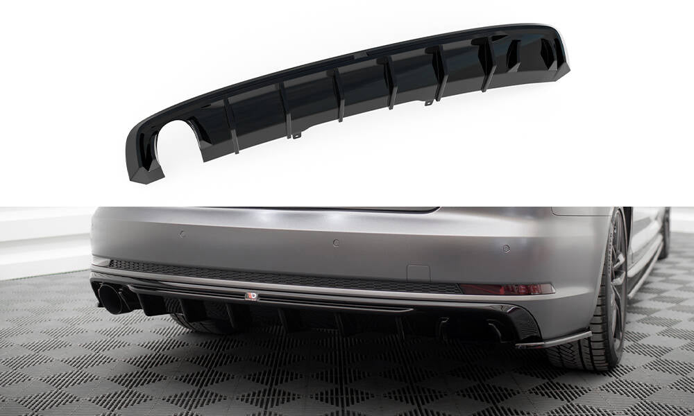 Maxton Design Diffusor Heck Ansatz passend für Audi A4 S-line B9 (Ausführung mit einseitigem Doppelauspuffendrohr)