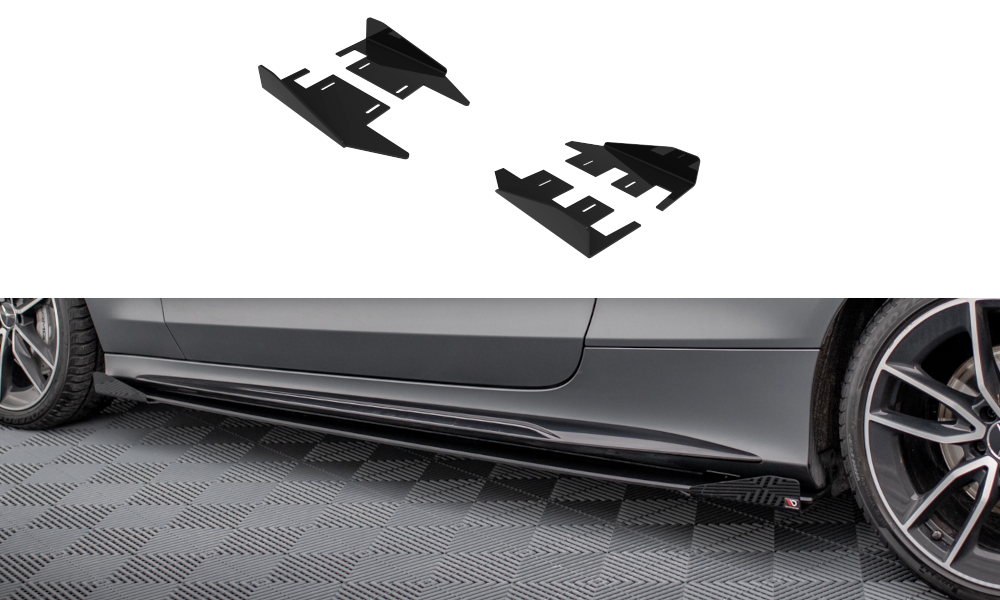 Maxton Design Seitenschweller Flaps passend für Mercedes-AMG C43 Coupe / Cabrio C205 Facelift / A205 Facelift schwarz Hochglanz