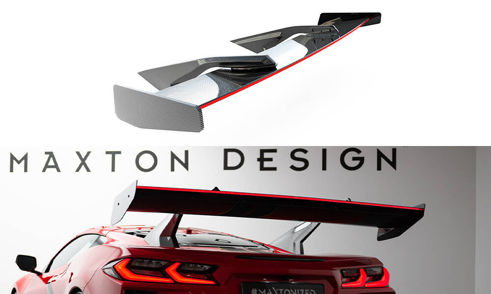 Maxton Design Carbon Spoiler + LED Chevrolet Corvette C8 für Chevrolet Corvette C8