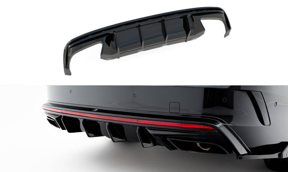 Maxton Design Diffusor Heck Ansatz passend für Skoda Octavia RS Liftback / Combi Mk4 Facelift schwarz Hochglanz
