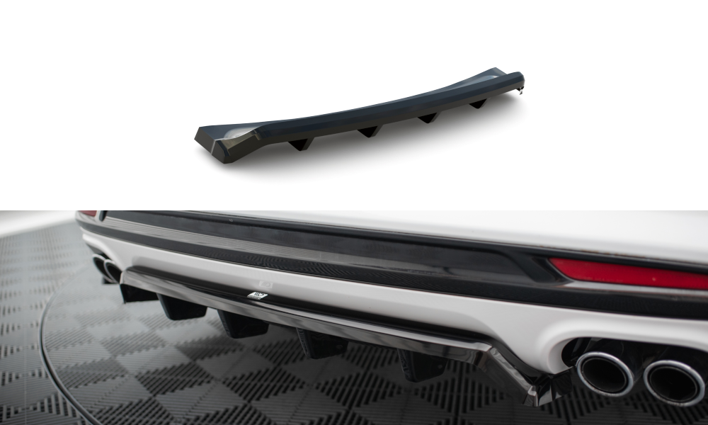 Maxton Design Street+ Mittlerer Diffusor RACE passend für Ford Mondeo Sport Mk5 Facelift / Fusion Sport Mk2 Facelift schwarz Hochglanz