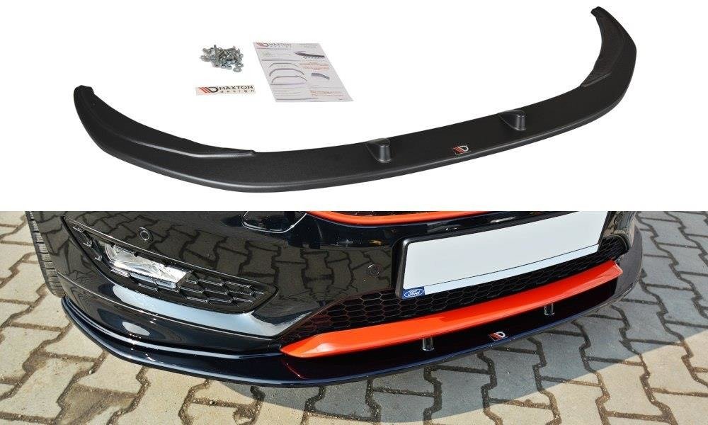 Maxton Design Street+ Spoilerlippe Front Ansatz V.1 passend für Ford Focus ST-Line Mk3 Facelift schwarz Hochglanz