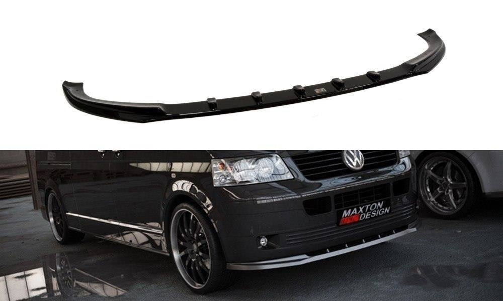 Maxton Design Street+ Spoilerlippe Front Ansatz passend für VW T5 (vor Facelift) schwarz Hochglanz