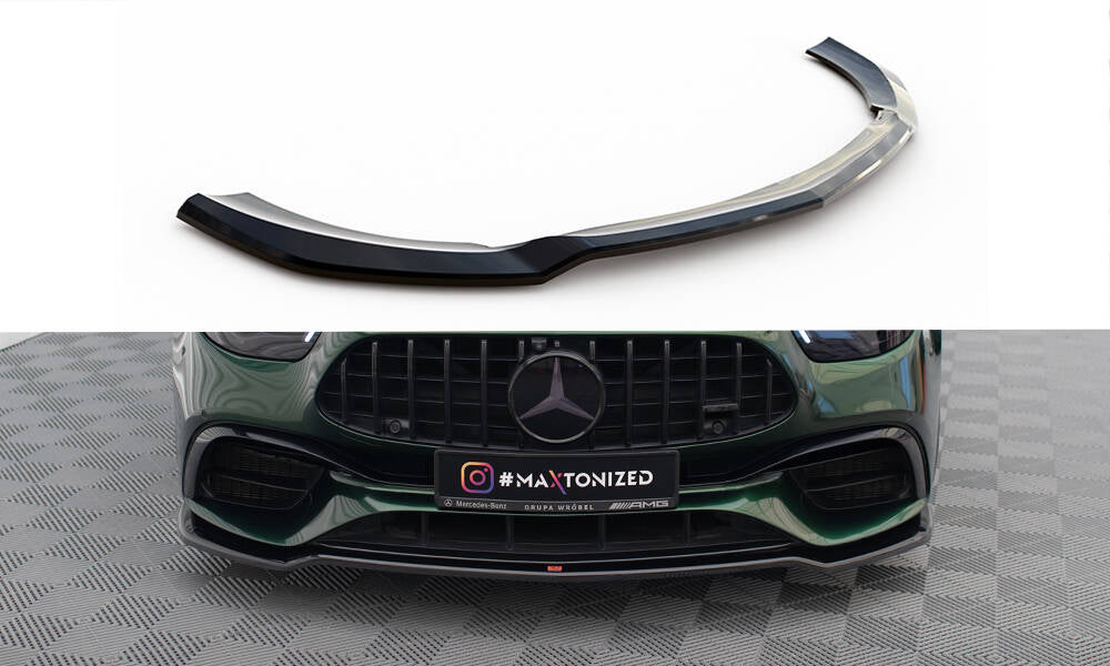 Maxton Design Street+ Spoilerlippe Front Ansatz V.1 passend für Mercedes-AMG E63 W213 Facelift schwarz Hochglanz