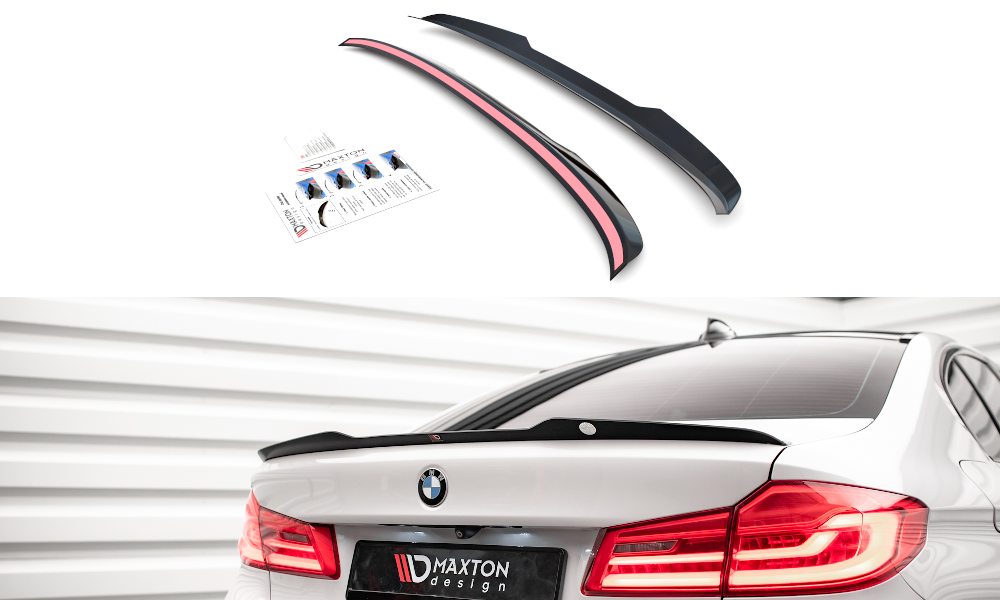 Maxton Design Spoiler CAP V.2 passend für BMW 5er Standard / M-Paket / M550 Limousine G30 / G30 Facelift schwarz Hochglanz