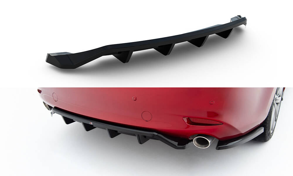 Maxton Design Street+ Mittlerer Diffusor RACE passend für Mazda 6 Limousine Mk3 Facelift schwarz Hochglanz