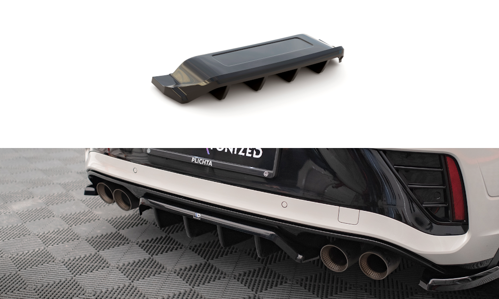 Maxton Design Street+ Mittlerer Diffusor RACE passend für VW T-Roc R / R-Line Mk1 Facelift schwarz Hochglanz