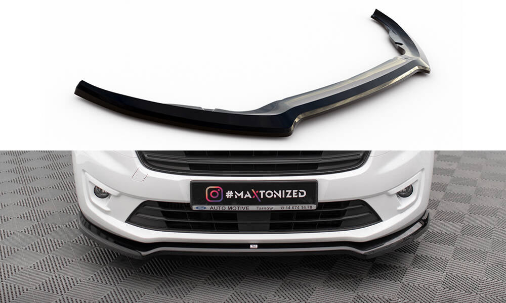 Maxton Design Street+ Spoilerlippe Front Ansatz V.1 passend für Ford Transit Connect Mk2 Facelift schwarz Hochglanz