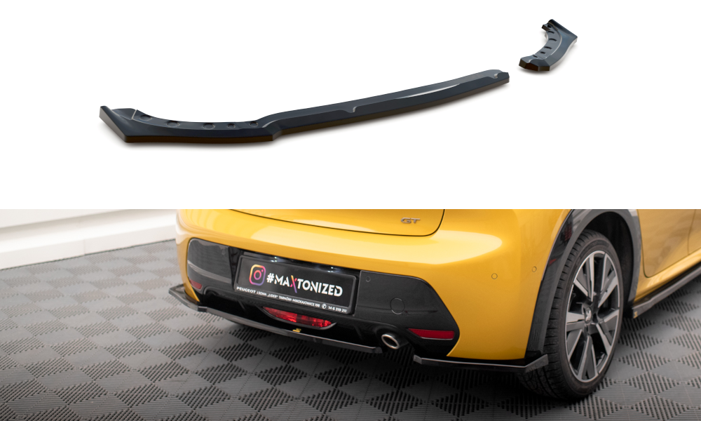 Maxton Design Heck Ansatz Flaps Diffusor passend für Peugeot 208 GT Mk2 schwarz Hochglanz