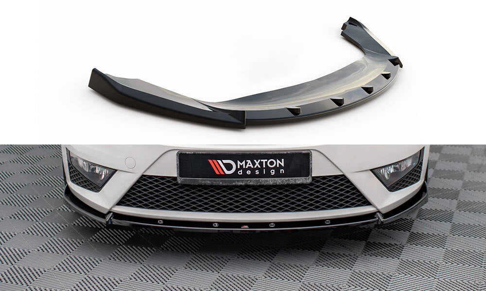 Maxton Design Street+ Spoilerlippe Front Ansatz V.2 passend für Seat Ibiza FR SC Mk4 Facelift schwarz Hochglanz