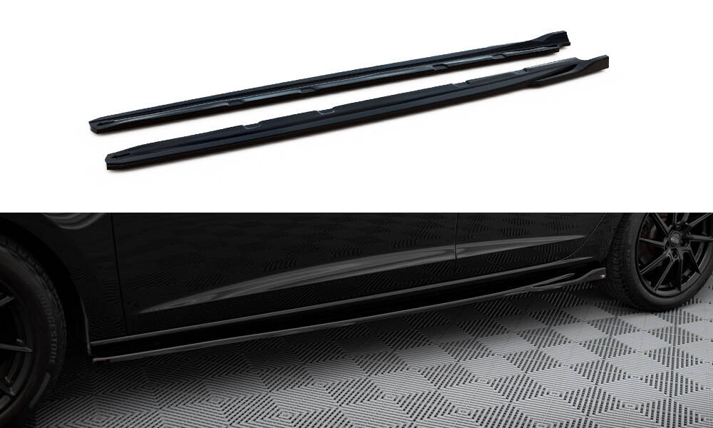 Maxton Design Street+ Seitenschweller Leisten passend für V.4 Seat Leon Cupra / FR Mk3 FL schwarz Hochglanz