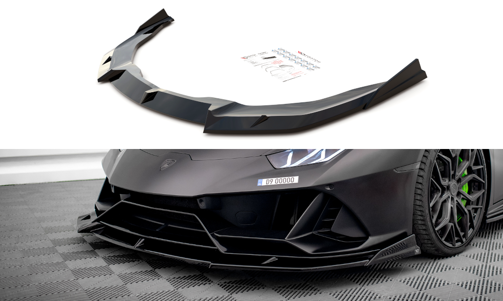 Maxton Design Street+ Spoilerlippe Front Ansatz passend für Lamborghini Huracan EVO AWD schwarz Hochglanz