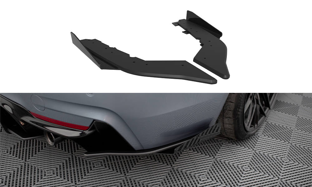 Maxton Design Street Pro Heck Ansatz Flaps Diffusor + Flaps passend für BMW 4er35i Coupe M-Paket F32 schwarz Hochglanz